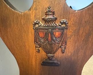 Vintage Neoclassical Style Wooden Magazine Rack with Urn Motif second image