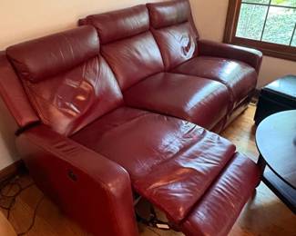 Burgundy Leather Power Reclining Sofa third image