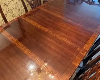 Chippendale Style Flame Mahogany Double Pedestal Dining Table and Chairs second image