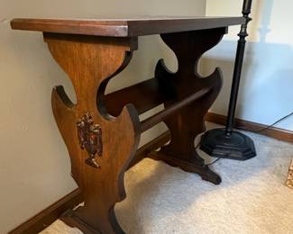 Vintage Neoclassical Style Wooden Magazine Rack with Urn Motif