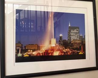 Buckingham Fountain and Chicago Skyline Night Photograph by Steve Gadomski
