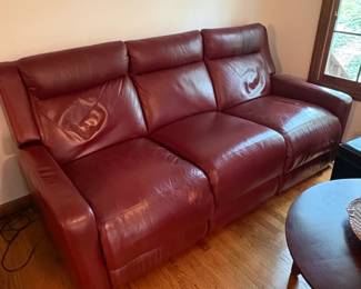 Burgundy Leather Power Reclining Sofa