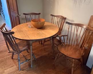 Vintage Nichols Stone Windsor Dining Set with Drop Leaf Table
