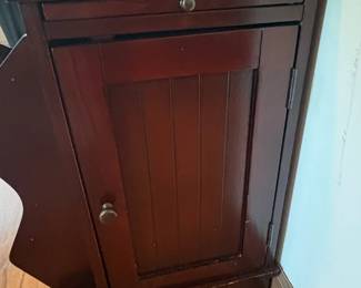 Vintage Wooden Magazine Rack with Cabinet and HandPainted Caddy third image