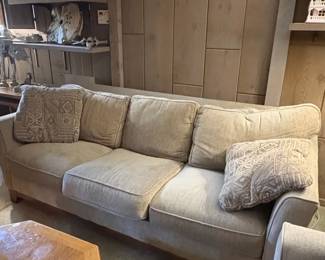 MidRange Beige Fabric Sofa with Accent Pillows second image