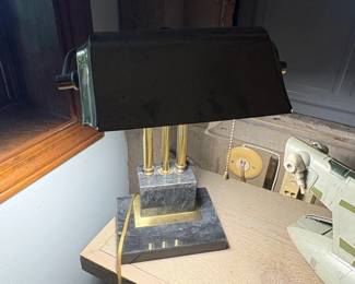 Vintage Robert Sonneman Style Bankers Desk Lamp with Marble Base second image