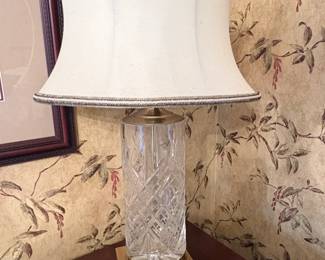 Vintage Cut Crystal Table Lamp with Brass Base
