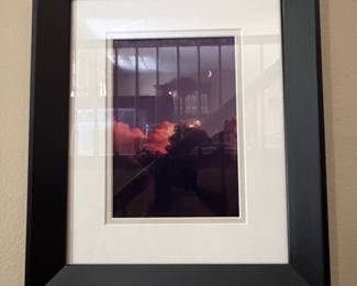Framed Photographic Art Print Moon and Clouds Reflection