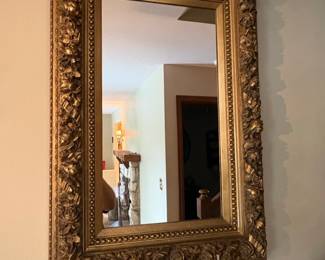 Ornate Giltwood BaroqueStyle Floral Rectangular Wall Mirror