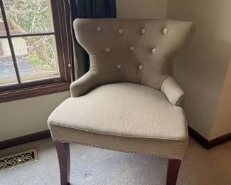 Tufted Wingback Accent Chair with Nailhead Trim