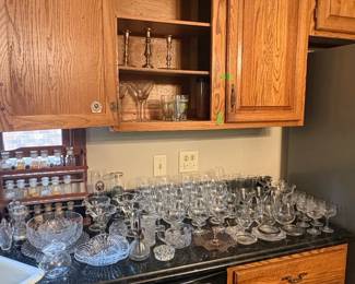 Vintage Brass Candlesticks and Assorted Glassware Collection