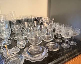 Vintage Brass Candlesticks and Assorted Glassware Collection third image