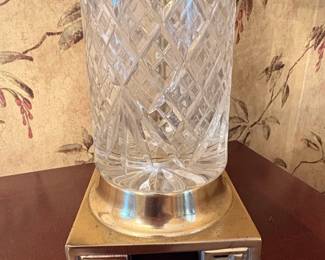 Vintage Cut Crystal Table Lamp with Brass Base second image