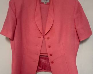 Le Suit Pink Short Sleeve Blazer & Skirt Suit Set