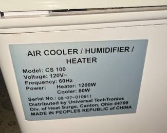 Universal TechTronics CS 100 Air Cooler/Heater