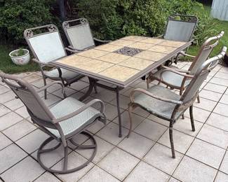 Hanover Fontana Tile Top Patio Dining Set Style