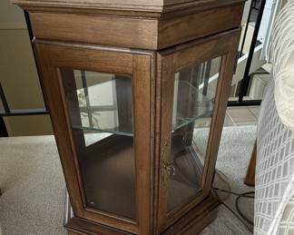 Hexagonal Curio Display End Table