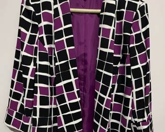Kasper Geometric Print Open Front Blazer