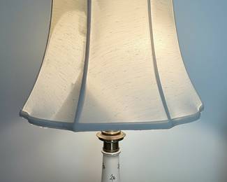Mid-Century Porcelain Table Lamp - White Floral