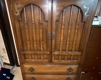 Colonial Revival Armoire and Nightstand Set