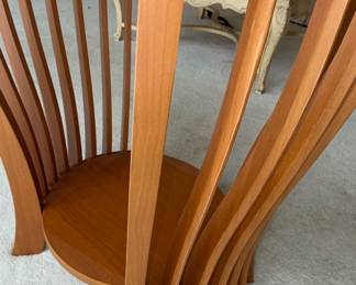 Contemporary Slat-Base Glass Top Accent Table Style