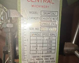 Central Machinery SKU 7242 Bench Drill Press
