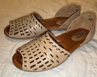 Earth Shore Laser Cut Peep Toe Sandals