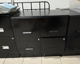 Set of 4 Black Metal 2-Drawer File Cabinets
