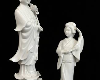Blanc de Chine Guanyin and Geisha Figurines
