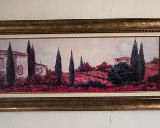 Guido Borelli "Tre Casa Tra I Papaveri" Italian Landscape Print