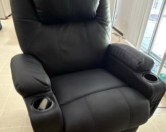 Black Power Recliner with Cup Holders and Massage