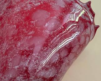 Murano Style Red Cased Art Glass Shell Bowl