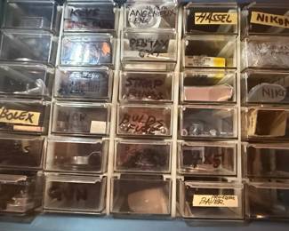 Vintage Photography Parts Storage Cabinet Lot