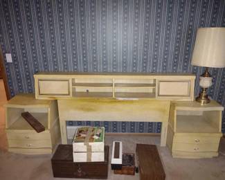 Vintage Headboard with Nightstands