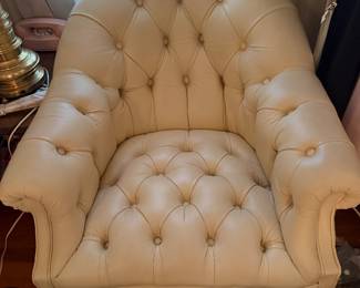 Chesterfield pair of matching chairs and ottoman