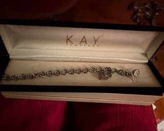 Kay Jewelers Sterling silver bracelet with heart charm