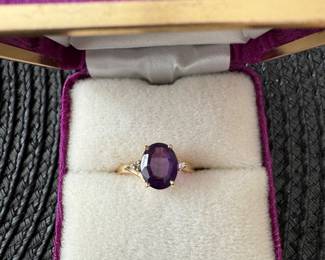 14k diamond amethyst ring