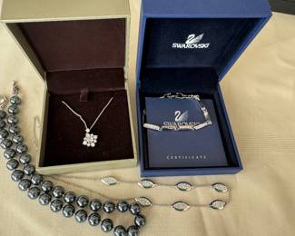 Nadri, Swarovski, sterling pearl necklace