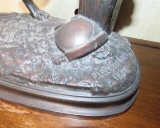 P. Le Courtier "Bulldog" Signed bronze sculpture.