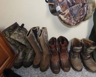 Hunting clothing and boots.