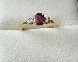 14k diamond ruby ring