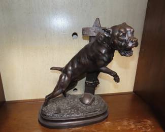 P. Le Courtier "Bulldog" Signed bronze sculpture.
