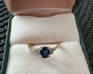 14k sapphire diamond ring