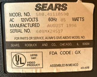 Sears LXI 13-inch CRT Television (Model 580.41118590)