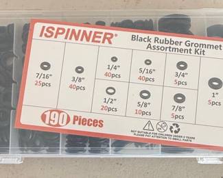 ISPINNER 190-Piece Black Rubber Grommet Assortment Kit