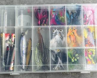 Assorted Fishing Lures in Tackle Box