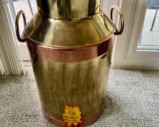 Brass and Copper Milk Can Churn 22"