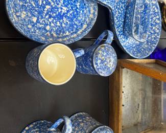 Stangl Pottery from the "Town and Country" line in the Blue Spongeware pattern