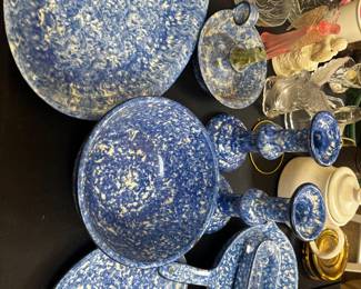Stangl Pottery from the "Town and Country" line in the Blue Spongeware pattern