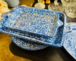Stangl Pottery from the "Town and Country" line in the Blue Spongeware pattern
